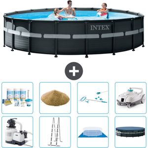 Intex Rond Ultra XTR Frame Zwembad - 549 x 132 cm - Inclusief Pomp - Ladder - Grondzeil - Afdekzeil Onderhoudspakket - Filterzand - Schoonmaakset - Stofzuiger