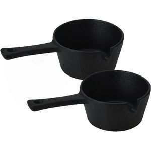 Excellent Houseware Serveerpannetje met steel - 4st - gietijzer D9,5cm