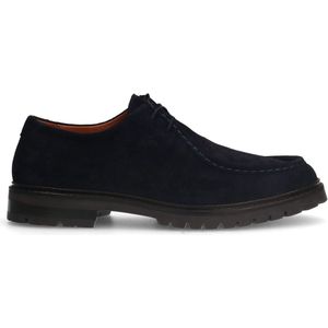 Manfield - Heren - Navy suède veterschoenen - Maat 43