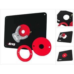 KREG PRS4038 Freestafel inlegplaat 298 x 235 x 9 mm + 3x reduceerring 25 mm / 30 mm / 67 mm