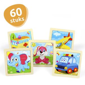 Isa's Friends® - Uitdeelcadeaus Houten Puzzels - 60 stuks - Traktatie