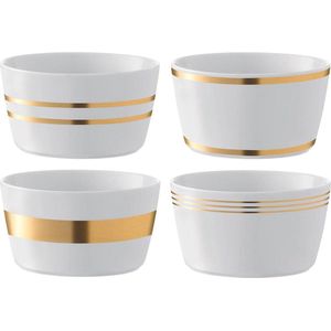 L.S.A. Deco Schaal - Porselein - Ø 13 cm - Set van 4 Stuks - Goud