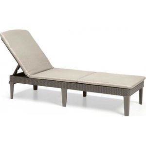 ALLIBERT by KETER - Jaipur ligstoel met 4 posities en kussen - imitatie rotan - cappuccino kleur.