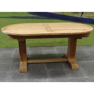 Ovaal uitschuifbare lounge-diningtafel 160-210x90xH70 cm teak bladdikte 4 cm