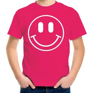 Bellatio Decorations Verkleed shirt jongens - smiley - roze - carnaval - feestkleding voor kinderen 146/152