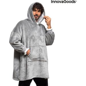 Innovagoods - Fleecec - Snuggie - Snuggie Hoodie - Fleece Hoodie - Fleece Deken Met Mouwen - Licht Grijs