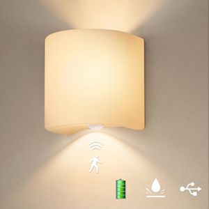 Draadloze Batterij Wandlamp IP54 - 280 Lumen Warmwit LED Wandlamp met Bewegingssensor