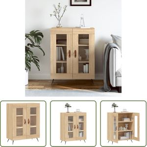 The Living Store Dressoir Siena - Kast - 69.5 x 34 x 90 cm - Sonoma eiken - Metaal - glas