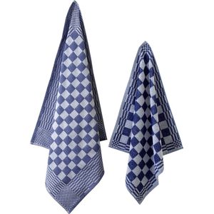 Ten Cate Keukenset - 1x Keukendoek & 1x Theedoek - Chess Blauw