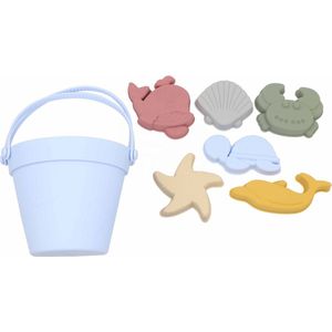 Siliconen Strandspeelgoed Set - Zandbak/Zandspeelgoed Set - BPA vrij- Emmer, Schepje & 6 Vormpjes - Strandspeeltjes - Waterspeeltjes