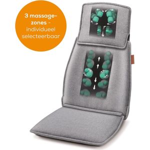 Shiatsu-massagezitkussen met 3 massagezones en 2 intensiteiten - Diepwerkende massage voor nek, boven- en onderrug - Hand-simulerende massage in het nekgedeelte - Grijs