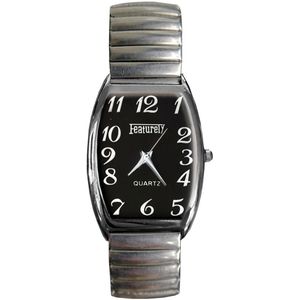 Fako® - Horloge - Rekband - Featurely - 31x44mm - Zilverkleurig - Zwart