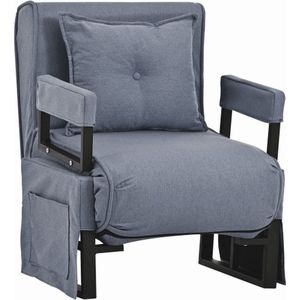 Merax Fauteuil Slaapbank - Uitklapbare 1 Persoonsbed of Slaapstoel - Zetelbed - Zeer Comfortabele Vouwbed - Grijs 2