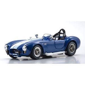 The 1:43 Diecast Modelcar of the Shelby Cobra 427/SC Spider Racing of 1965 in Blue and White. The manufacturer of the scalemodel is Kyosho.This model is only online available.