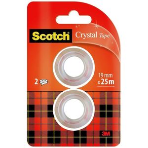 Scotch Plakband Crystal ft 19 mm x 7,5 m, blister met 2 rolletjes