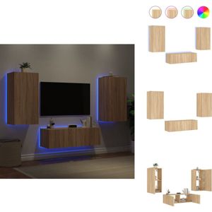 vidaXL Tv-wandmeubel - Tv-wandmeubels - Zwevend Tv-meubel - Tv-wandmeubel - 3-delige Tv-wandmeubelset met LED-verlichting sonoma eikenkleur