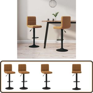 vidaXL Barkrukken - 2 stuks - Fluweel - Bruin Barstoel - Barkruk - Eetkamerstoel - Lounge Stoel - Bruine Stoel