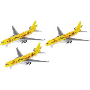 3x Gele Winter Star Vrachtvliegtuigjes van Metaal - Speelgoed Voertuigen - Vliegtuigen Speelset