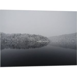 WallClassics - Vlag - Winter Meer - 80x60 cm Foto op Polyester Vlag