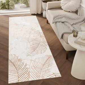 Tapiso Crystal Loper Tapijtloper Beige Licht Laagpolig Kleed Vloerkleed Maat- 100x1400