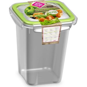 5x Voorraad/vershoudbakjes 0,75 liter transparant/groen plastic/kunststof - Kiev - Luchtdicht/hermetisch afgesloten vershouddoos bakje - Mealprep - Maaltijden bewaren