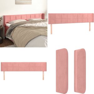vidaXL Hoofdbord met randen 163x16x78/88 cm fluweel roze - Hoofdbord - Hoofdborden - Hoofdeinde - Houten Hoofdbord