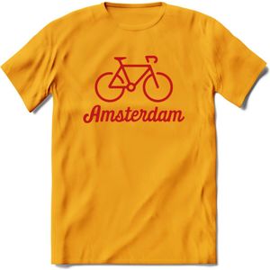 Amsterdam Fiets Stad T-Shirt | Souvenirs Holland Kleding | Dames / Heren / Unisex Koningsdag shirt | Grappig Nederland Fiets Land Cadeau | - Geel - XXL