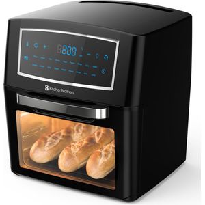 KitchenBrothers Mini Oven - 12L Heteluchtfriteuse - Complete Set - 1500W - met Kookboek - Zwart