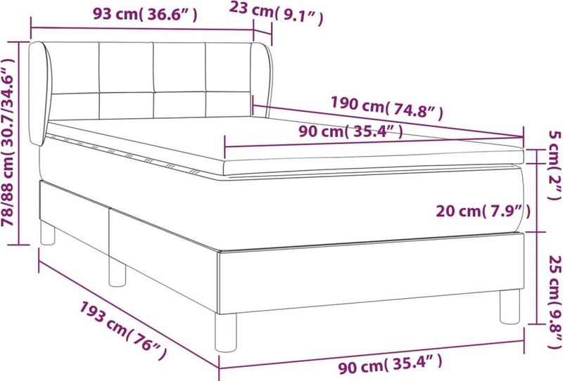 vidaXL - Boxspring - met - matras - fluweel - donkergroen - 90x190 - cm