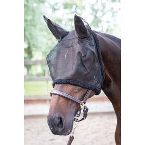 Harry's Horse Vliegenmasker met oren Zwart S - Vliegendeken | Zwart | Vliegenmasker paard