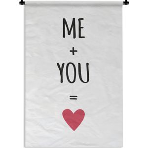 Wandkleed Quotes liefde - Leuk cadeau voor geliefde - Me + you wit Wandkleed katoen 60x90 cm - Wandtapijt met foto