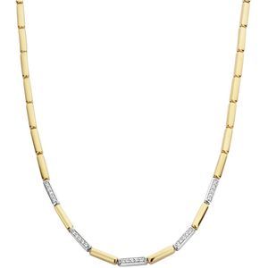 TI SENTO Dames Ketting - 925 zilver - Zirkonia met geel verguld - Maat 42 - 3997ZY