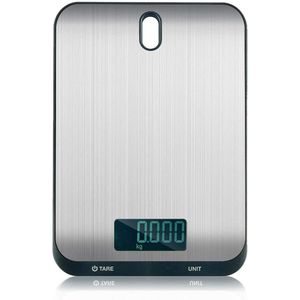 Digitale Keukenweegschaal - Maximaal 10 kg - Precisie Elektronische Weegschaal - Roestvrij Staal - Met Tare Functie - Compacte en Nauwkeurige Huishoud Weegschaal - Zwart