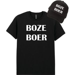 Mijncadeautje - Voordeel Cadeauset - T-shirt van 100% katoen en Pet van 100% dik geborsteld katoen - Boze Boer - T-shirt maat M