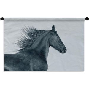 Wandkleed Fries paard - Frisian horse Wandkleed katoen 90x60 cm - Wandtapijt met foto