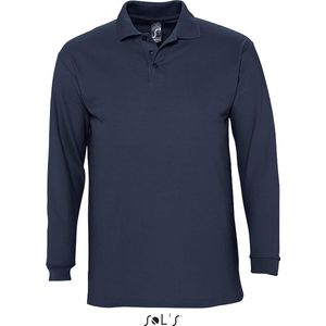 SOLS Heren-Winter II Poloshirt met lange mouwen van Piqué katoen (Navy Blue) Maat L