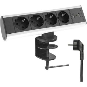 Stekkerdoos - 4-Voudig - Met 2 Usb-Poorten - Tafelstopcontact - Met Overbelastingsbeveiliging - Kinderbeveiliging - 1-5 Meter Kabel