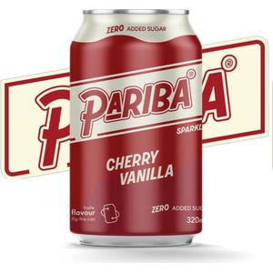 Pariba Cherry Vanilla 24 x 32cl blik - frisdrank - zonder toegevoegde suikers - kersen vanille smaak - laag in calorieën