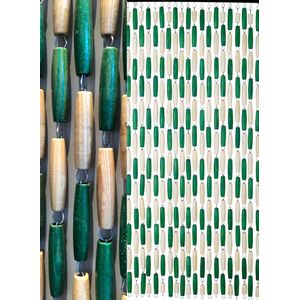 Deurgordijn/vliegengordijn - Real Wood - groen/blank - 90x220cm