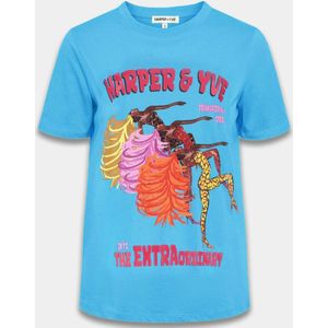 Harper & Yve Extraordinary-ss Tops & T-shirts Dames - Shirt - Blauw - Maat XS