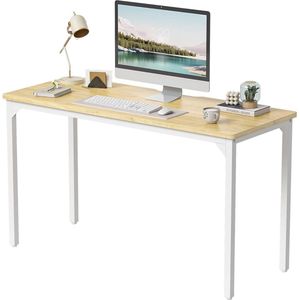 Klein bureau, 100 x 48 x 75 cm, computertafel, pc-tafel, thuiskantoor, keukentafel, industrieel design voor thuis, kantoor, werkkamer, schrijven, lichtbruin