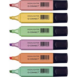 Q-CONNECT markeerstift pastel, geassorteerde kleuren, pak van 6 stuks 60 stuks