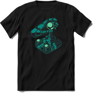 Retro Joystick | Gaming kado T-Shirt heren - dames | Petrol | Perfect game pc cadeau shirt | Grappige console spreuken - zinnen - teksten Maat M