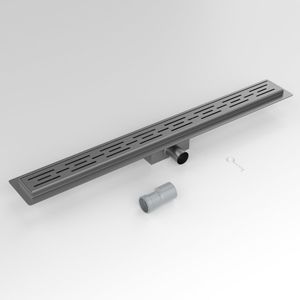 WEBO GUN METAL Douchegoot compleet met flens Standaard rooster RVS | Uitneembare Sifon - Tegelrooster - 70 cm