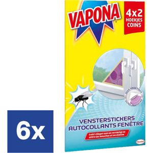 Vapona - Vensterstickers - Anti Vliegen - hoekjes - 6 x 8 (48) stuks