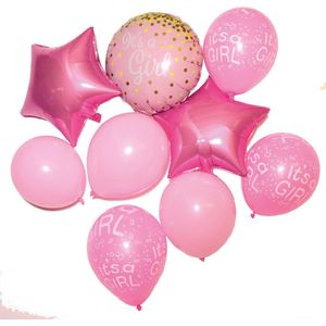 ballonset 9 ballonnen its-a-girl voor geboorte-babyshower