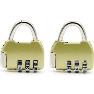 2 Stuks Hangslotje met Cijfercode - 3 Cijfers - Goudkleurig - Voor Kluisje & Locker & Rugzak – Set van 2 hangslotjes – Cijfercode met 3 cijfers – Goudkleurig – Voor kluisje, locker en rugzak – Veilig en betrouwbaar – Eenvoudig te gebruiken