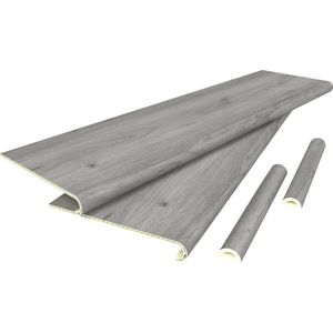 Overzettreden stootborden set van 8 PVC 120x32x4,6 cm eikenkleurig grijs NEU.HOLZ