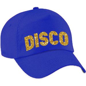 Bellatio Decorations Disco verkleed pet/cap voor volwassenen - goud glitter - unisex - blauw