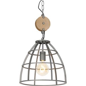 QAZQA arthur - Industriele Hanglamp - 1 lichts - Ø 34 cm - Donkergrijs - Industrieel - Woonkamer | Slaapkamer | Keuken